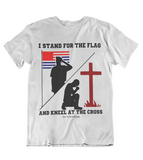 Mens t shirts Stand fo the flag Kneel for the cross - oldprophet.com