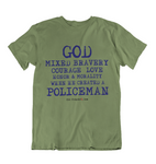 Mens t shirts  GOD created the policeman - oldprophet.com