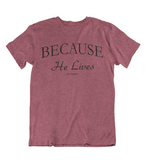 Womens t shirts Because he lives - oldprophet.com